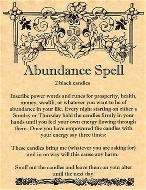 Abundance Spell Printable Spell Pages Witches Of The Craft