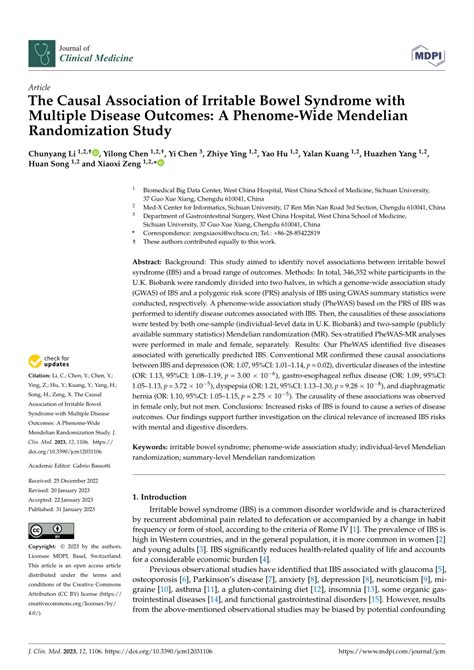 Pdf The Causal Association Of Irritable Bowel Syndrome With Multiple