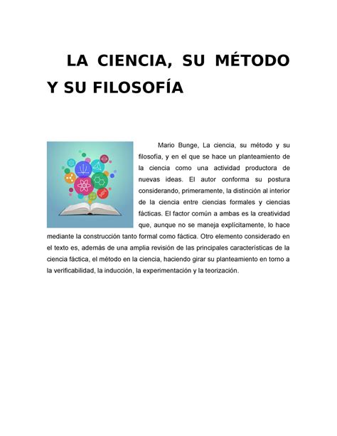 La Ciencia Su Metodo Y Su Filosofia La Ciencia Su M Todo Y Su