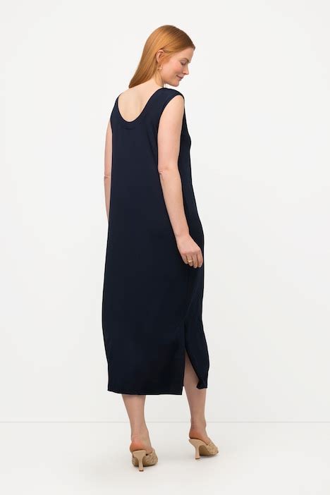 Robe midi sans manches en tissu fluide Silhouette en A évasée et