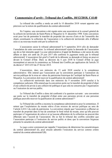 Ca Tribunal Des Conflits Commentaire Darr T Tribunal