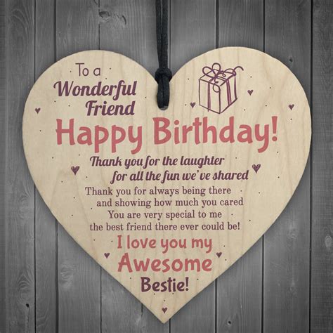 Friendship Best Friend Plaque Happy Birthday Heart Gift Mum