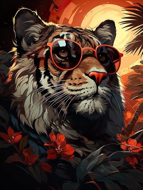 Premium AI Image | Tiger with glasses