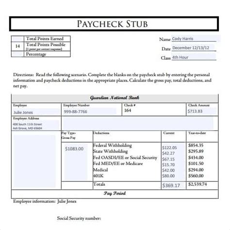 10 Pay Stub Templates Word Excel Pdf Formats