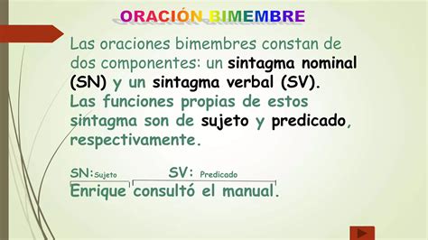 Tema La Oraci N Unimembre Bimembre Con Ejercicios Pptx