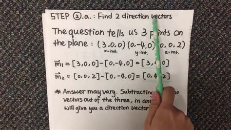 Finding A Scalar Equation Of A Plane Given The X Y Z Intercepts Youtube