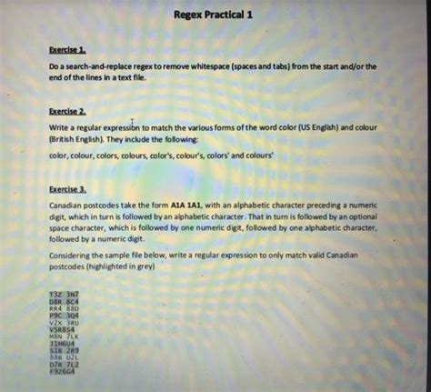 Solved Regex Practical 1 Exercise 1 Do A Search And Replace