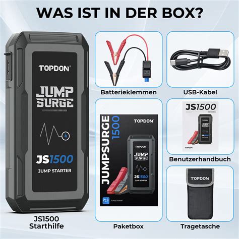 TOPDON JS1500 KFZ Starthilfe Jump Starter 1500A Ladegerät Booster