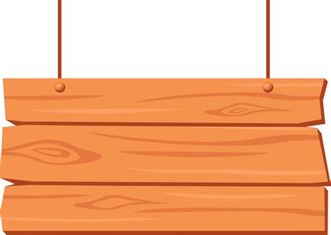 Hanging Wood Board Sign Rustic Cartoon Signpost Or Billboard Notice