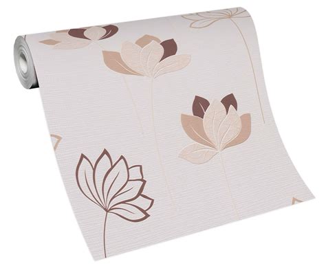 Tapete Vlies Floral Blumen Wei Braun