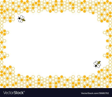 Orange Border Geometric Hexagons With Cute Bee Vector Image On