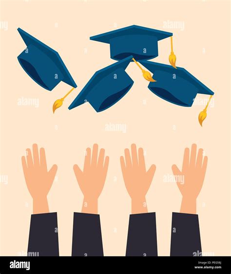 Hands Throwing Hats Graduation Vector Illustration Design Stock Vector Image And Art Alamy