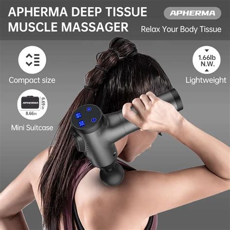 Apherma Massage Gun Handheld Deep Tissue Massager For Athletes 30 Speed Levels 10 Heads Gray