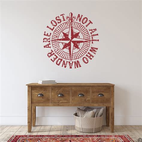 Not All Who Wander Are Lost Distressed Compass Rose Wall Or Etsy