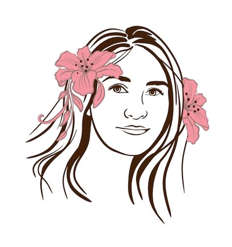 Premium Vector Beautiful Fashionable Girl Lily Flowers With Long Hair