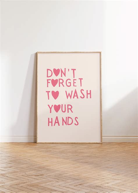 Don T Forget To Wash Your Hands Print Aesthetic Kitchen Wall Art Cute Minimalist Heart Poster