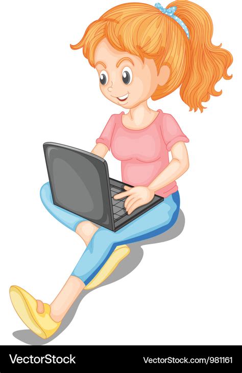 Girl using laptop Royalty Free Vector Image - VectorStock