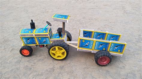 How To Make A Mini Matchbox Tractor With Trolley At Home Diy Matchbox