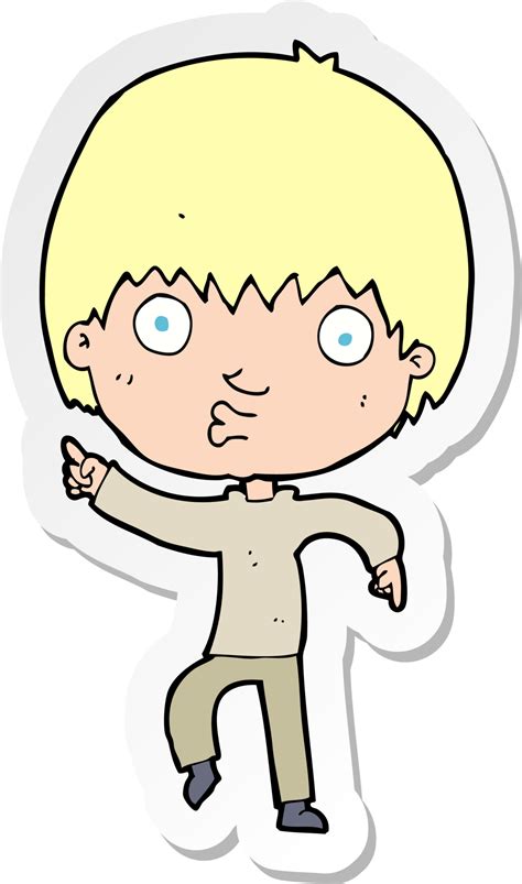 Sticker Of A Cartoon Impressed Boy Pointing 44285412 PNG