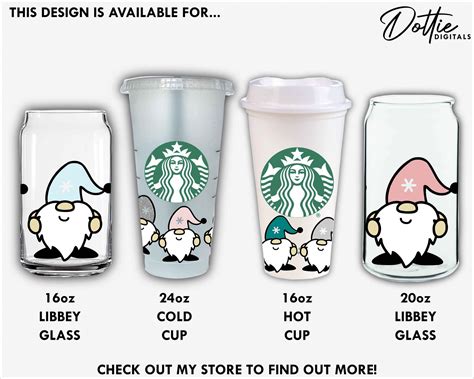 Christmas Gonks Starbucks Cup Svg Xmas Gonk Elves Hot Cup Svg Png Dxf Festive Gnome Cutting File