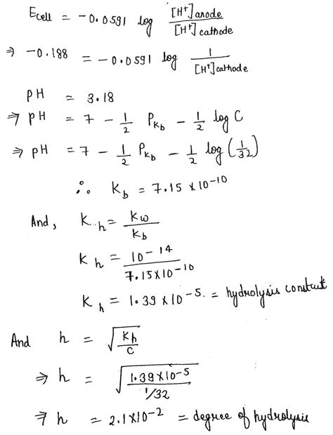 Calculate The Degree Of Hydrolysis And Hydrolysis Constant Of M 32