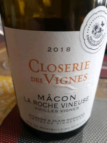 2018 Sylvaine Et Alain Normand Closerie Des Vignes Vieilles Vignes