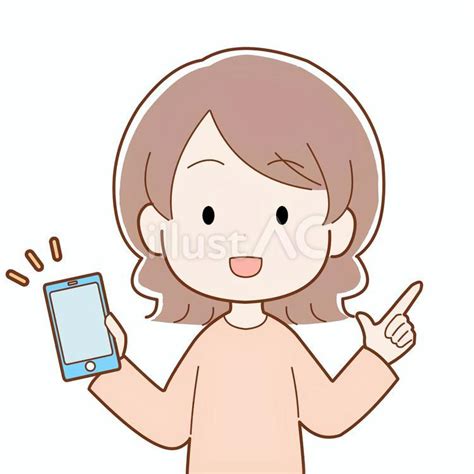 指をさしてスマホ画面を見せる女性イラスト No 25183920｜無料イラスト・フリー素材なら「イラストac」