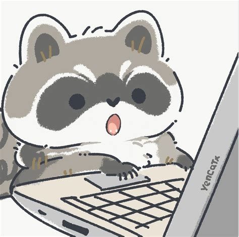 Cute Mapache Sentado Personaje De Dibujos Animados Ma