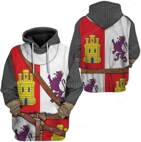 Knight Hoodie Medieval Armor Sweatshirt Templar Pullover Vintage Adult