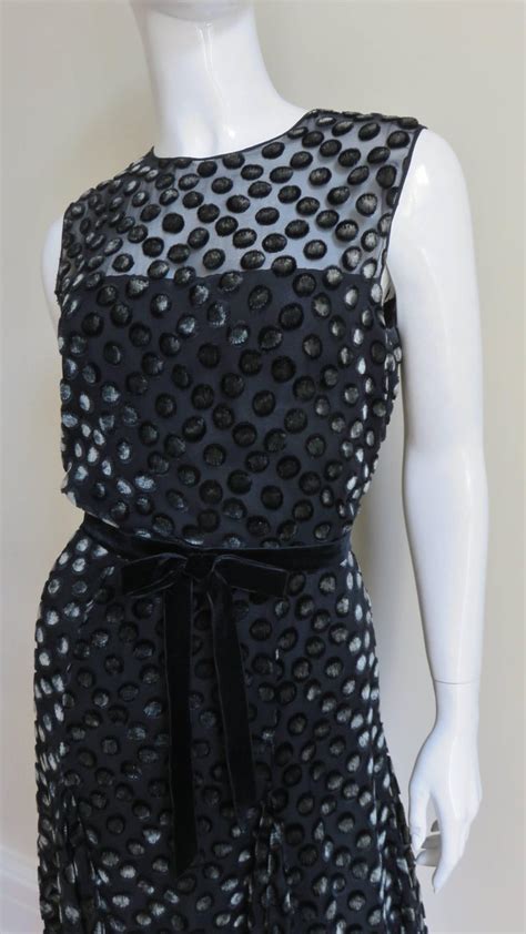 Bill Blass 1990s Flocked Silk Dress For Sale At 1stdibs