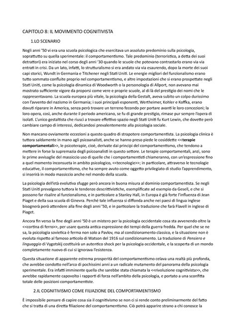 Cap 8 Appunti Di Psicologia Generale CAPITOLO 8 IL MOVIMENTO