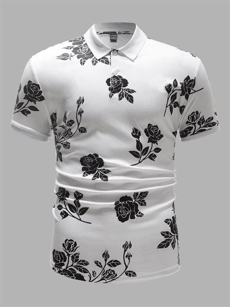 Shein Men Floral Print Polo Shirt Printed Polo Shirts Printed Polo White Polo Shirt