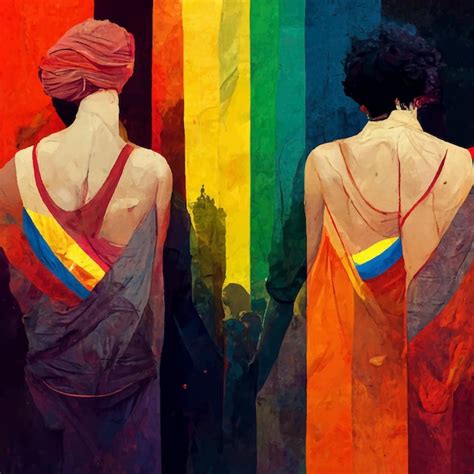 Orgullo gay hermosa ilustración animada marcha del orgullo Foto Premium