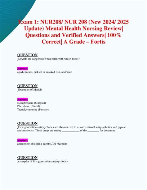 Exam Nur Nur New Update Mental Health Nursing