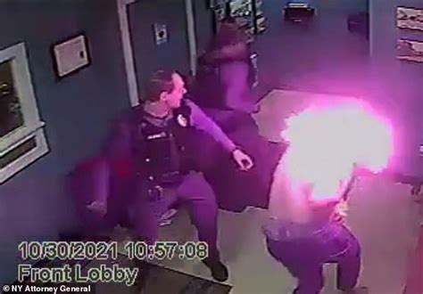 Moment Man Bursts Into Flames When Cops Tasered Him After He Doused Himself With Hand Sanitizer