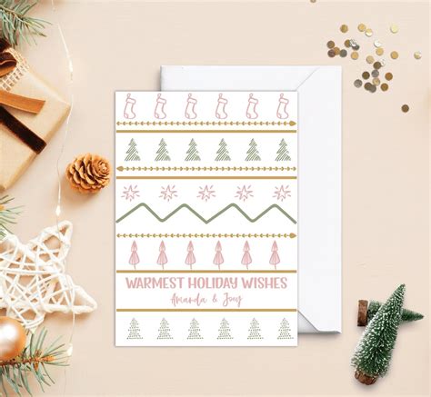 Personalized Christmas Cards Pink and Green Christmas Card - Etsy