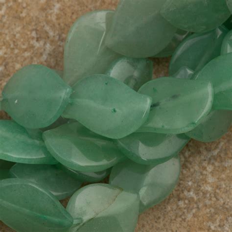 Green Aventurine 16x12mm Leaf Beads 16 Strand Auracrystals