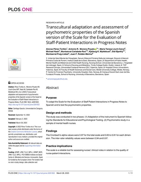 PDF Transcultural Adaptation And Assessment Of Psychometric