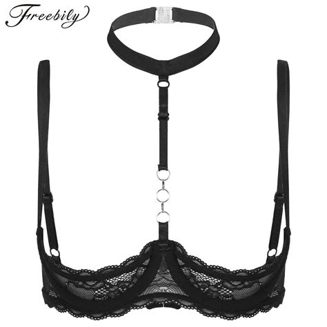 Sexy See Through Sheer Lace Brassiere Lingerie Underwear Women Halter O