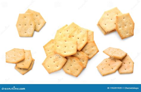 Set Of Tasty Crispy Crackers On Background Stock Image Image Of Group