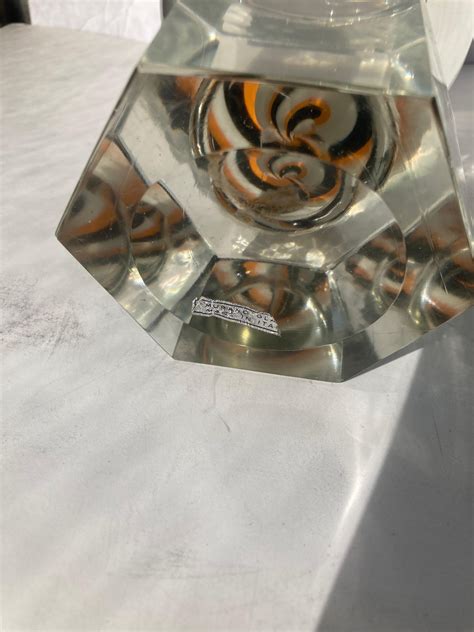 Venini Murano Glass Paperweight Abstract Sculpture Signed For Sale