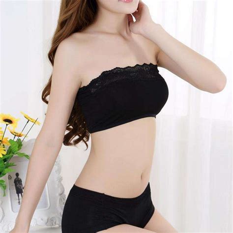 Womens Strapless Boob Tube Top Bandeau Bra Lace Modal Ladies Modal Lace