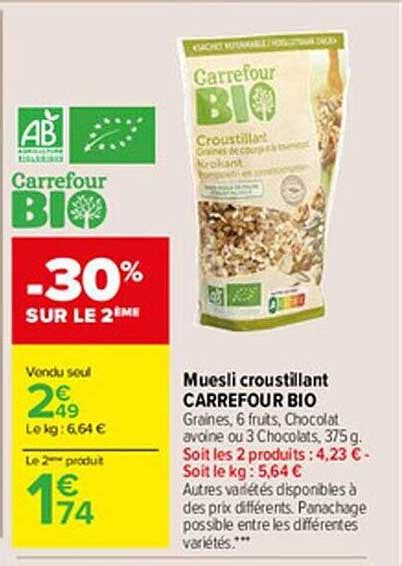 Offre Muesli Croustillant Carrefour Bio Chez Carrefour Market