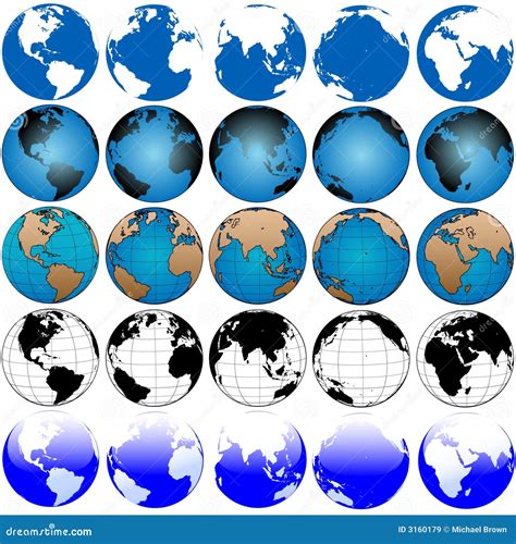 Global Earth Map Set 5x5 Royalty Free Stock Images - Image: 3160179