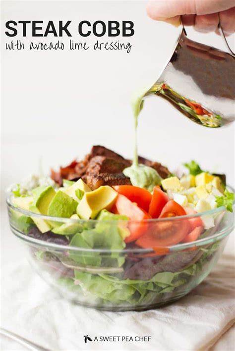 Steak Cobb Salad With Creamy Avocado Cilantro Lime Dressing • A Sweet Pea Chef