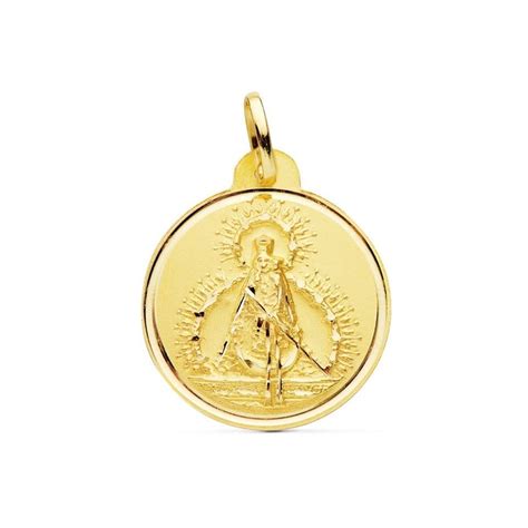 Virgen De La Cabeza Colgante Oro 18k Medalla 22 Mm Relieve Borde Bisel