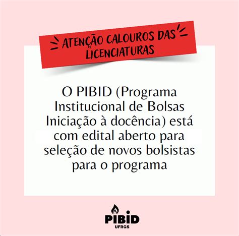 Inscrições para seleção de bolsistas do PIBID estão abertas até o dia