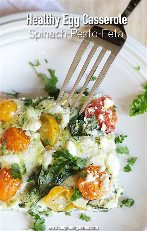 So Good You Will Forget It S Healthy Spinach Pesto Feta Egg Casserole • The Pinning Mama