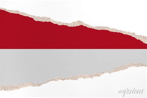 Ripped Paper Background In Colors Of National Flag Monaco Wall