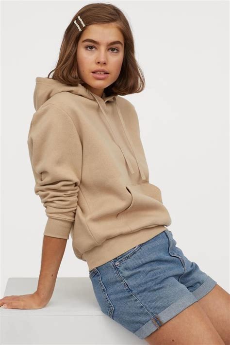 Hoodie Beige Ladies Handm Us Beige Sweatshirt Womens Basic Tops Sweatshirts